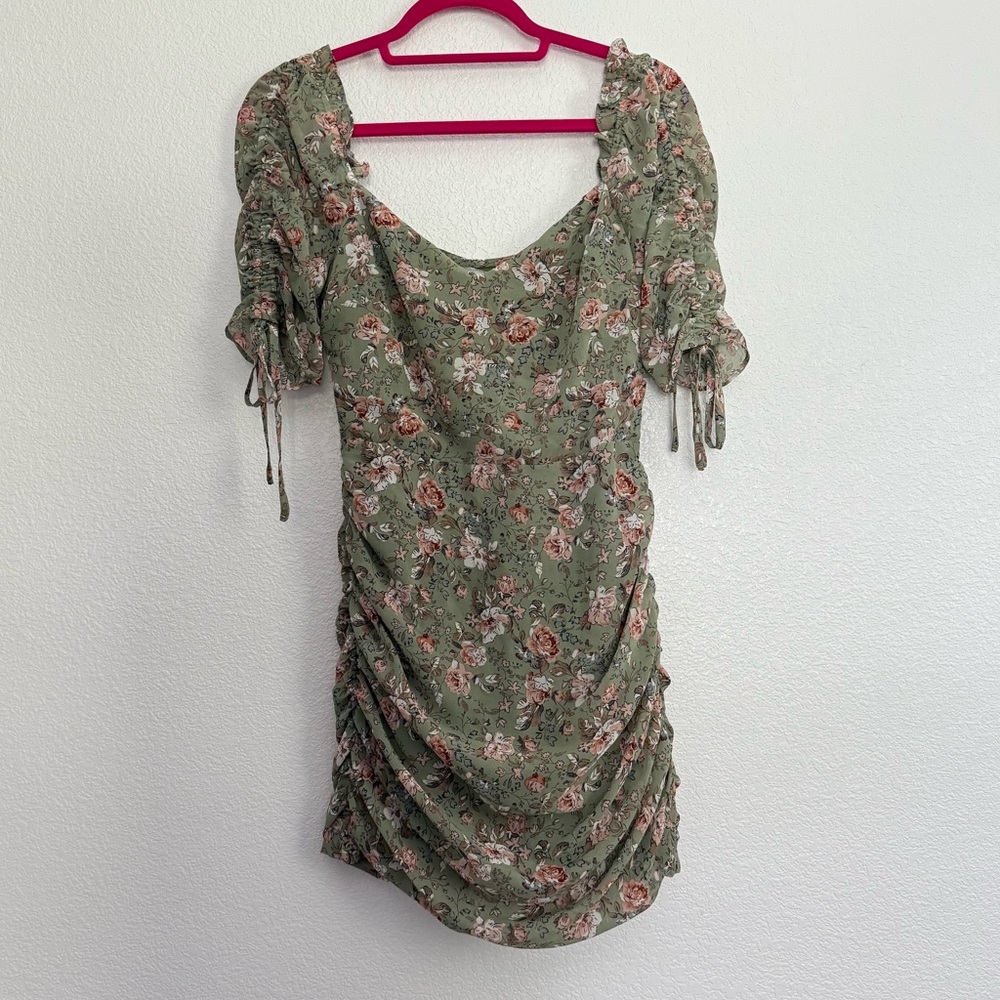 Altar’d State Sage Green Floral Mini Dress Small